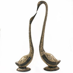 Brass Pair of Swan Love Birds image 1
