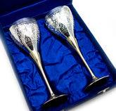 Silver Plated Brass Wine Goblet/Wine Glasses Set of 2 Pcs with Box Packing image 0