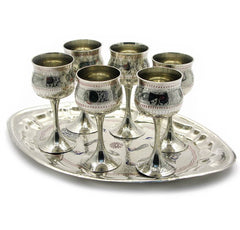 Brass Wine Glass Set with Tray image 0