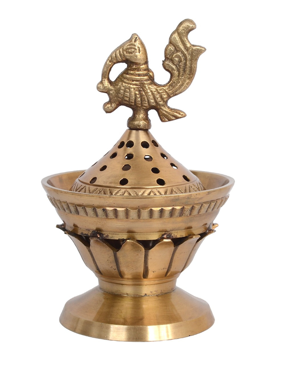Brass Loban Dhoop Dani with Peacock Incense Dhoop Burner image 0