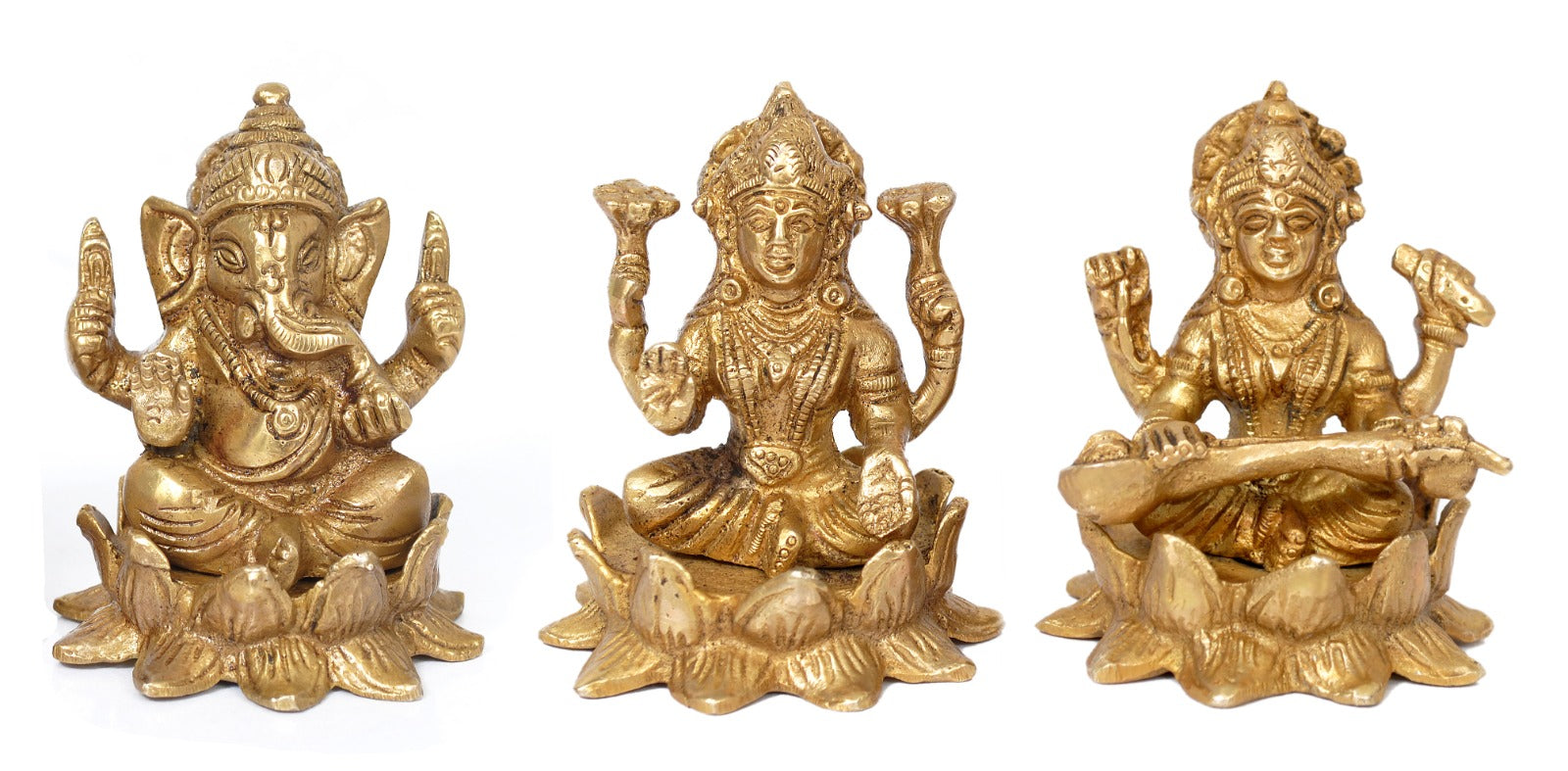 Brass Ganesha Laxmi Saraswati Set image 0