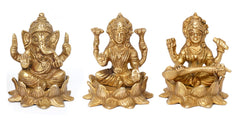 Brass Ganesha Laxmi Saraswati Set image 0