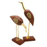 Wooden and Brass Swan Set/Crane Love Birds Showpiece image 0