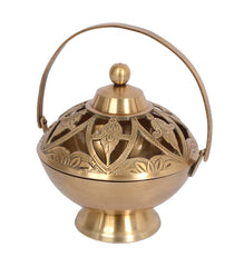Brass Loban Dhoop Dani with Handle Incense Dhoop Burner image 0