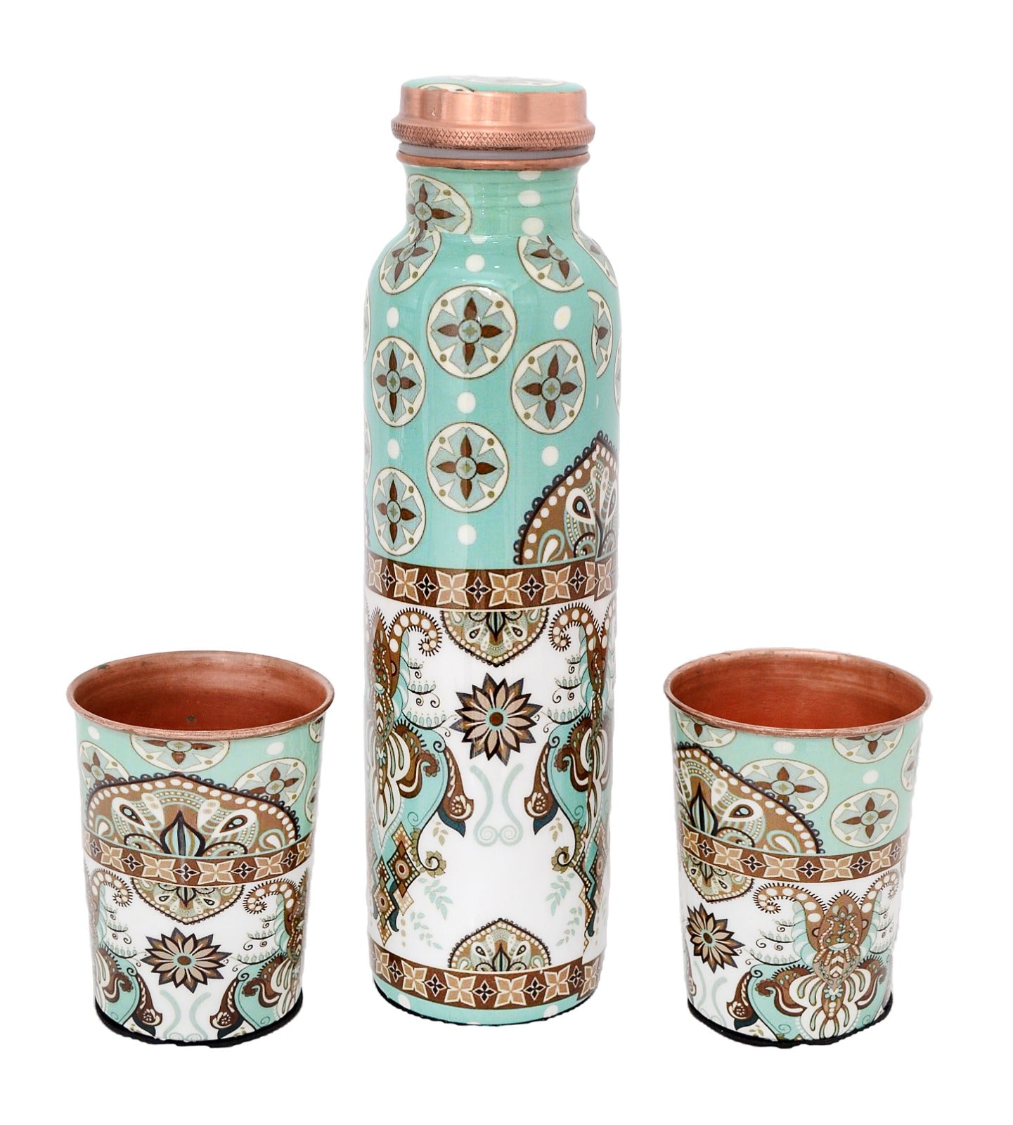 Pure Copper Water Bottle with Two Glasses image 0