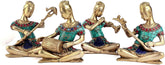 Brass Musical Tribal Ladies Figures Set of 4 image 0