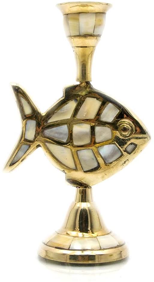 Brass Candle Stand with Fish image 0