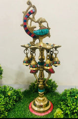 Brass Peacock Deepak Stand-17" image 0