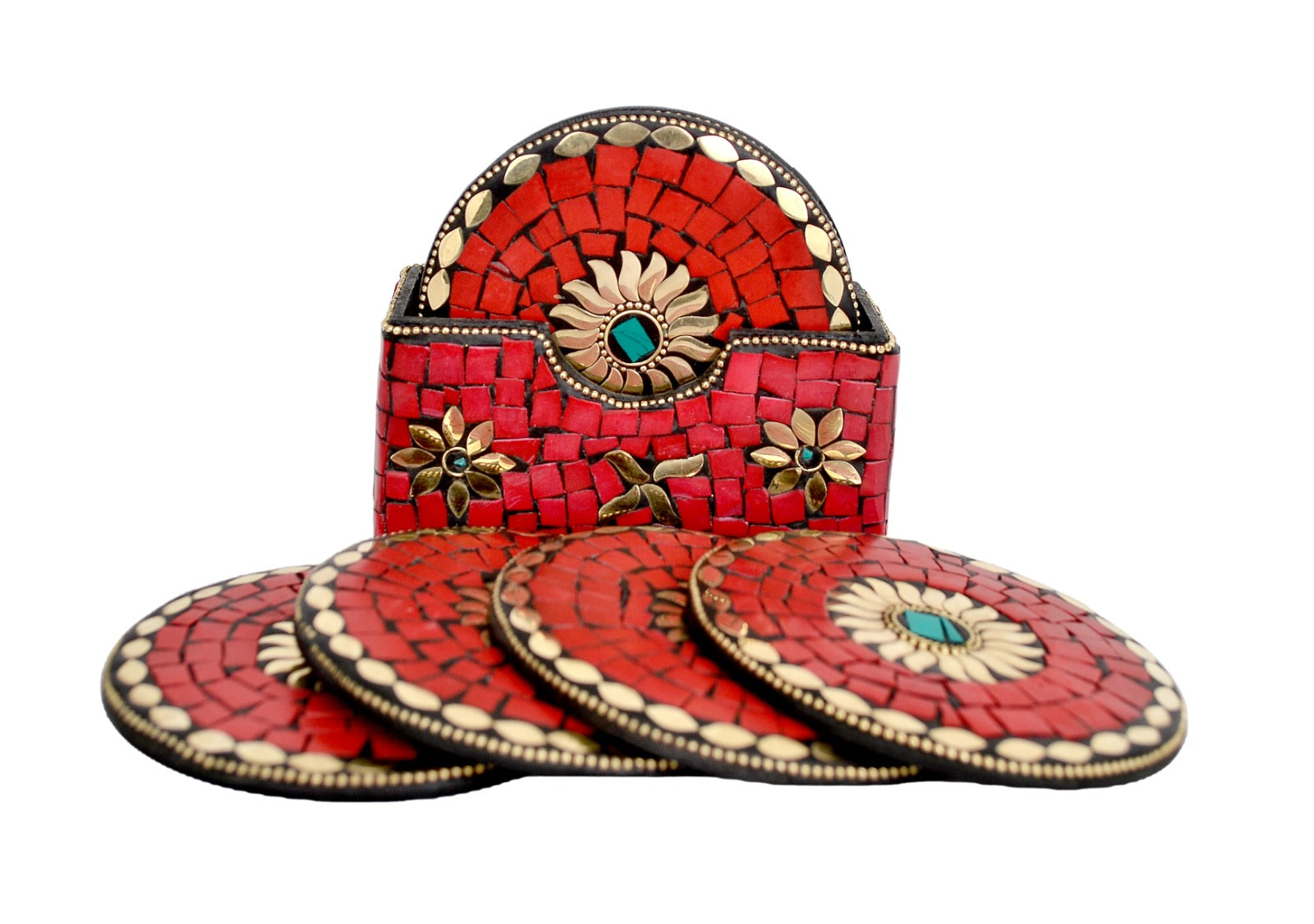 Set of 6 Handcrafted Wooden Coasters with Stand image 0