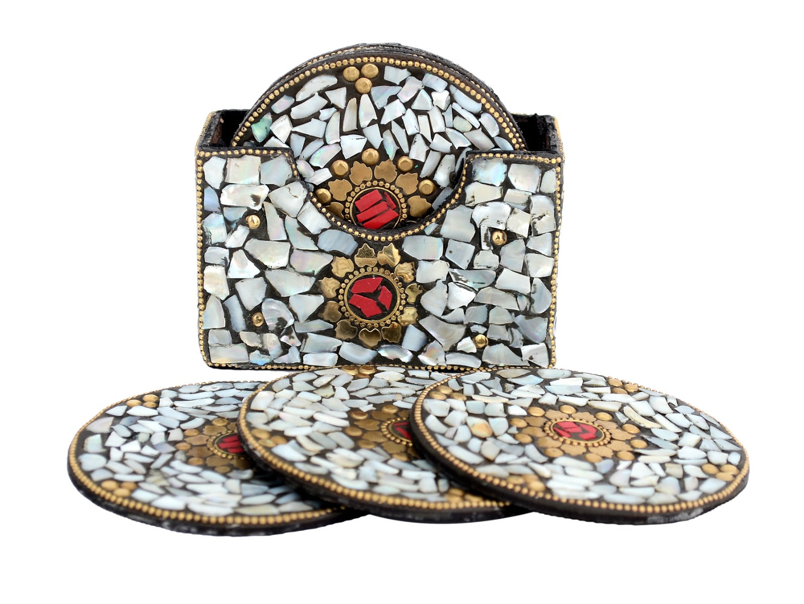 Set of 6 Handcrafted Wooden Coasters with Stand image 0