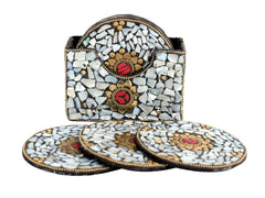 Set of 6 Handcrafted Wooden Coasters with Stand image 0