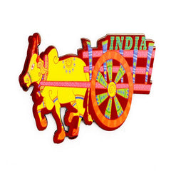 Wooden Fridge Magnet-Cow Cart image 0