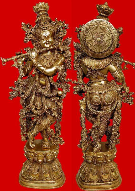 Brass Krishna with Flute-30 " image 1