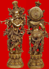 Brass Krishna with Flute-30 " image 1