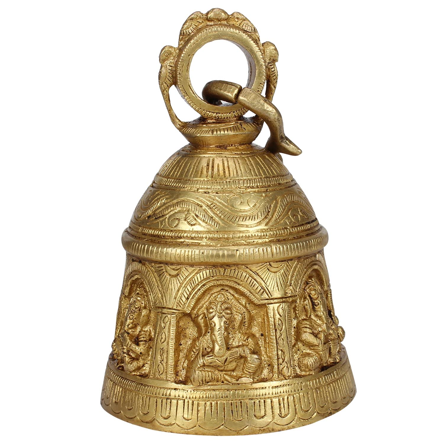 Lord Ganesha Engraved Brass Hanging Bell image 0