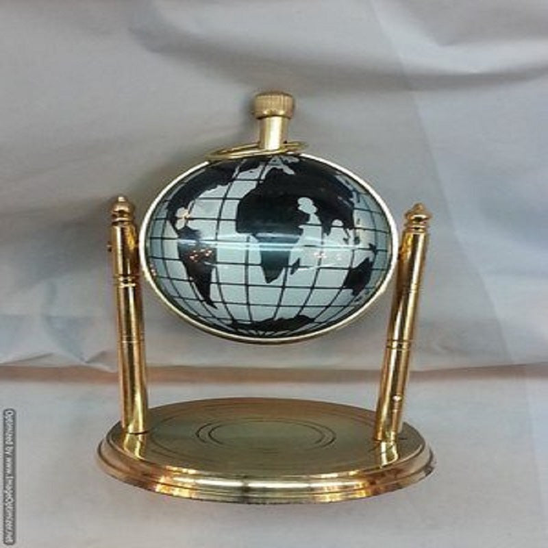 Antique Style Retro Vintage Brass Table Clock with Compass image 1