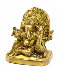 Brass Ganesha with Peacock image 0