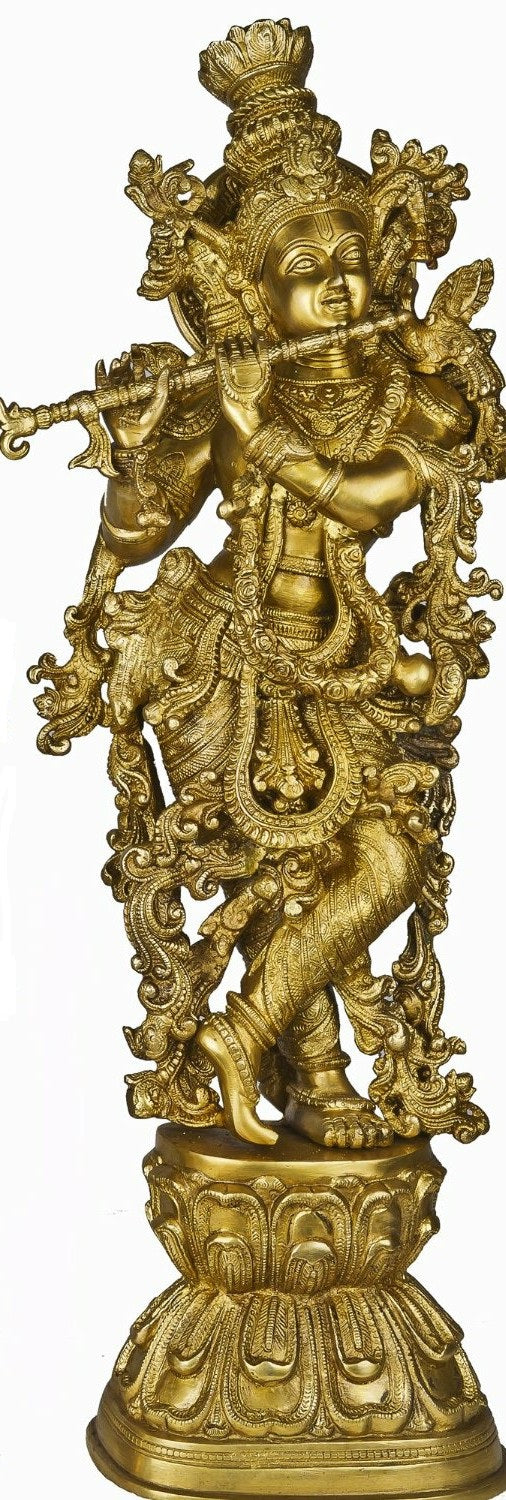 Brass Krishna with Flute-30 " image 0