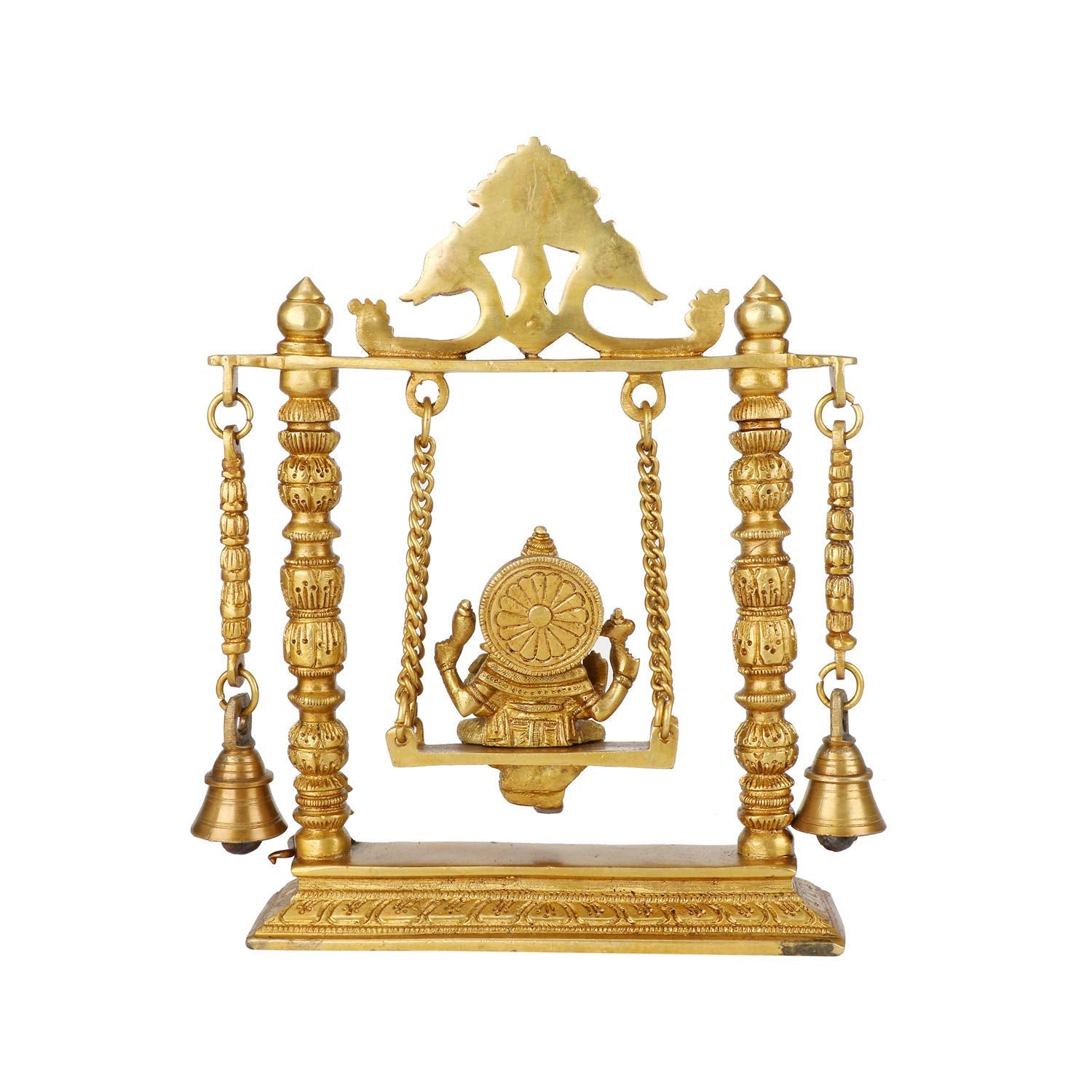 Brass Ganesh Jhula with Hanging Bells/Brass Ganesh Swing Statue image 1