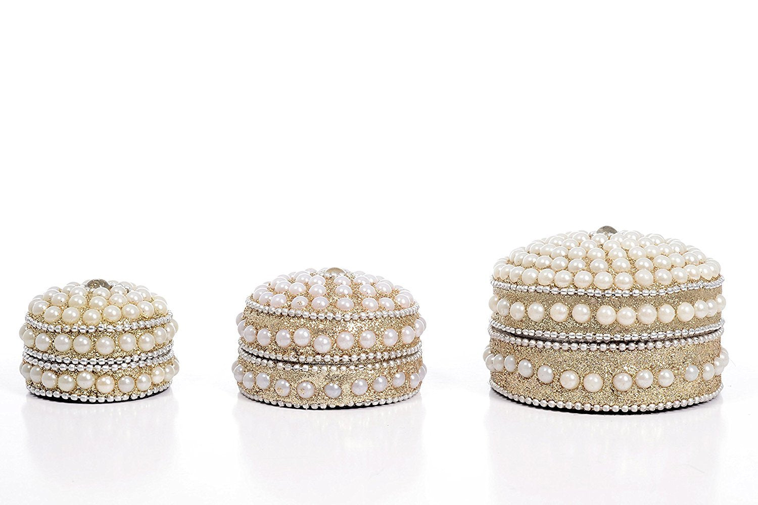 Metal Hand Made Jewellery Box with Pearl Work  image 1