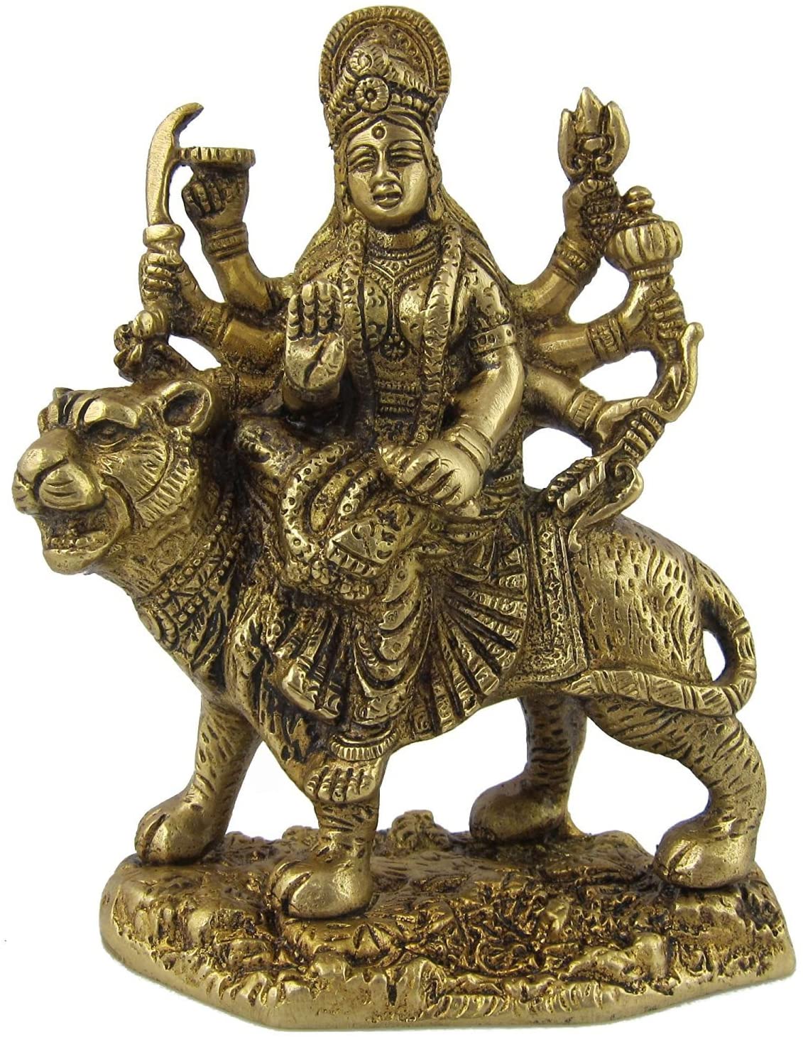 Brass Goddess Durga 6" image 0