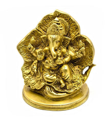 Brass Ganesha with Leaf image 0