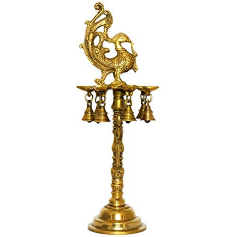 Brass Peacock Diya Oil Lamp Stand image 0