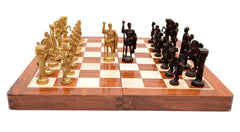 Roman Brass Chess Set with Wooden Board image 2