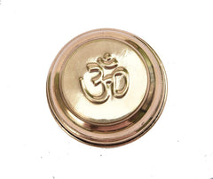 Brass Sindoor Dabbi/Box with Om (4x6 cm) image 1