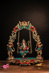 Brass Ganesha on Swing/Jhoola Statue image 0