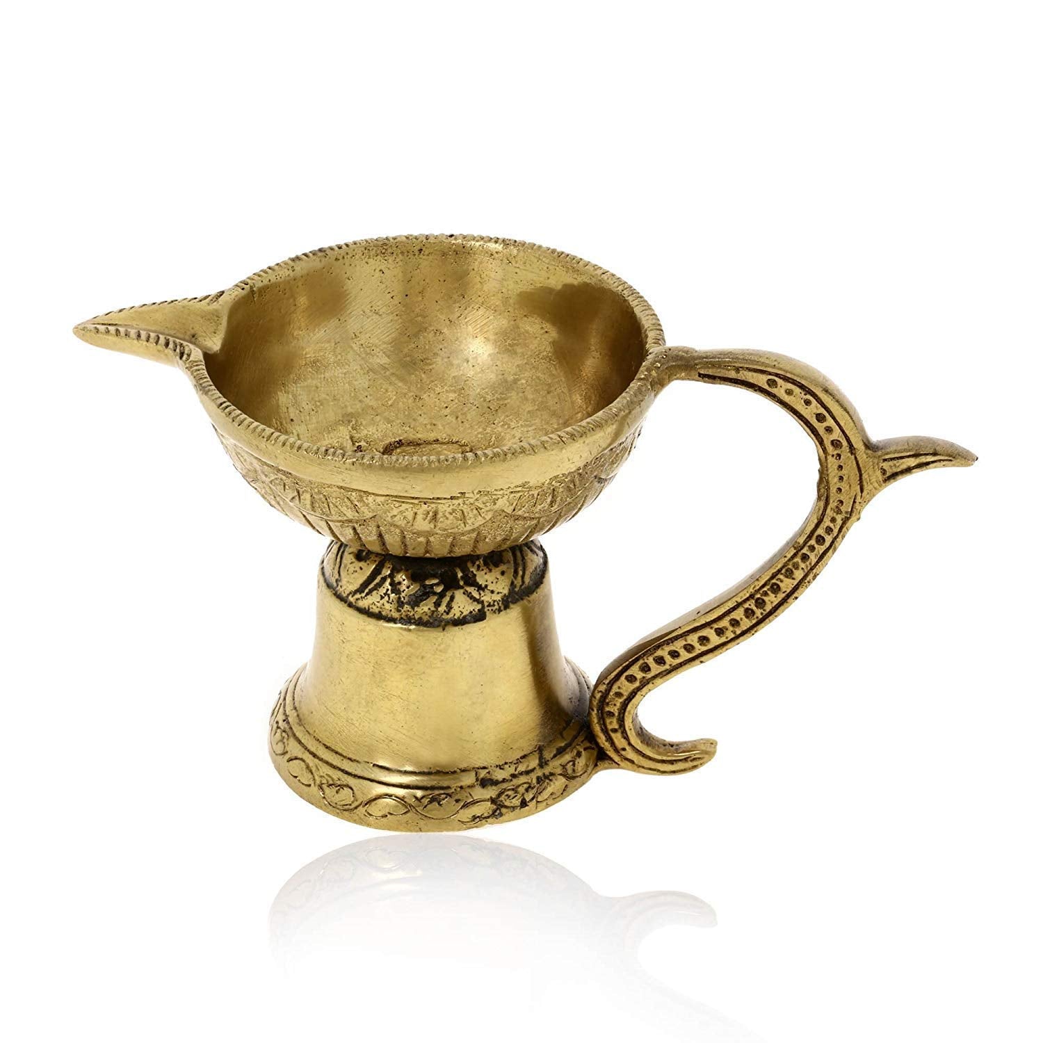 Brass Diya with Handle/Handmade Oil Lamp image 0