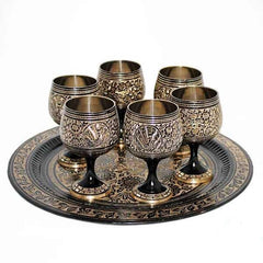 Brass Wine Glass Set with Tray image 0