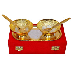 Gold Plated Metal Bowl Set of 5 Pcs with Box Packing image 1