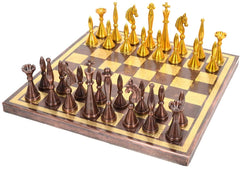 Tribal Art Metal Brass Chess Board Game Set-12X12 image 0