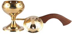 Brass Lobandan Incense Burner with Wooden Handle image 1