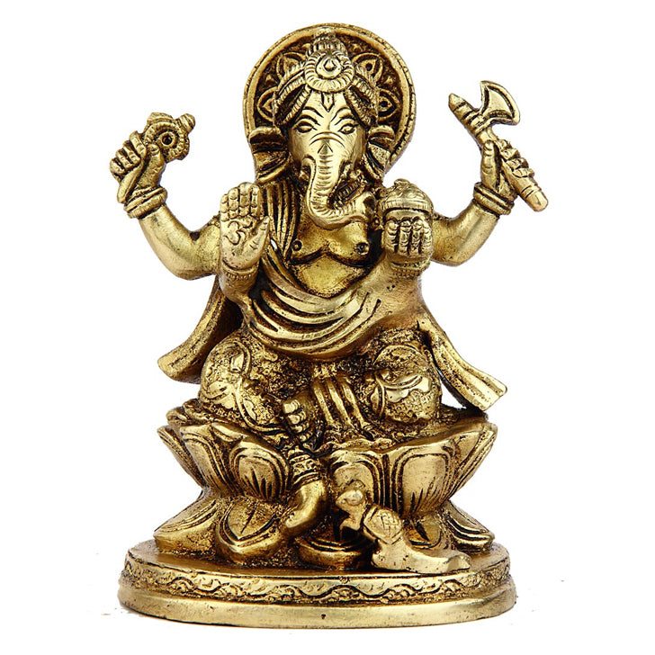 Brass Ganesha on Kamal Base image 0