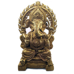 Brass Lord Ganesh Bhagwan Murti Sitting in Blessing Posture-20" image 0