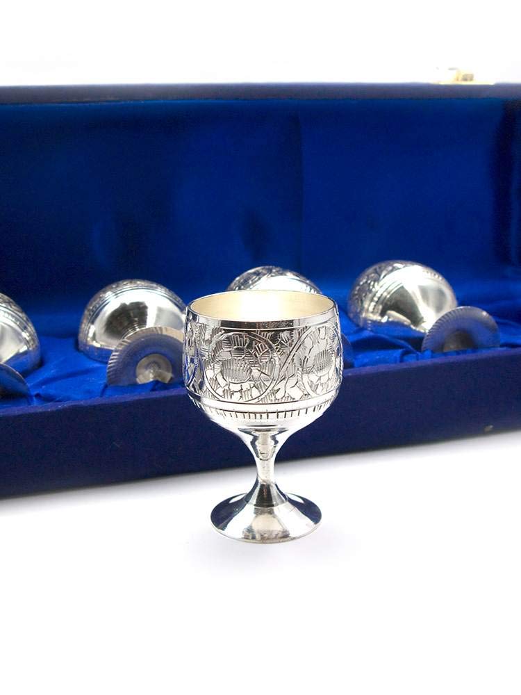 Silver Plated Brass Shot Glass Set of 6 with Box image 1