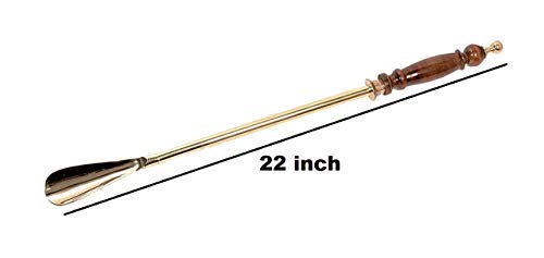 Brass Shoe Horn with Wooden Handle -22" image 1