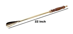 Brass Shoe Horn with Wooden Handle -22" image 1