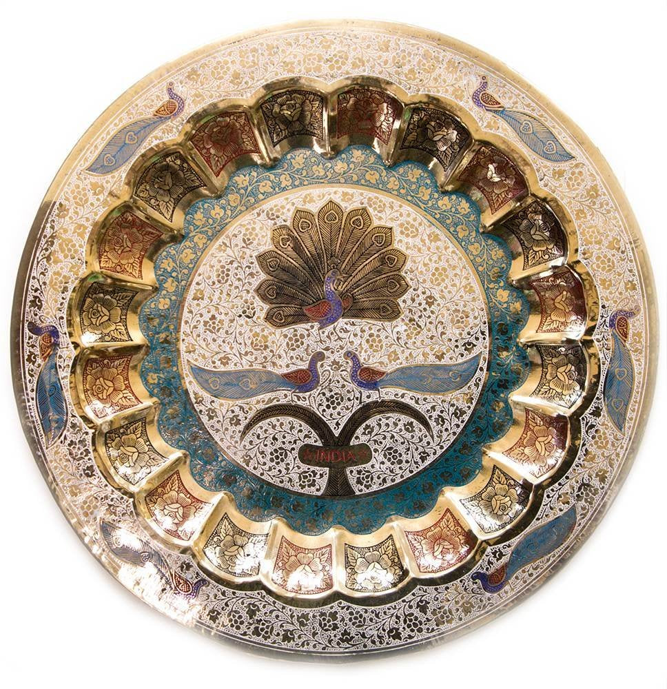Brass Wall Hanging Plate Peacock-7" image 0