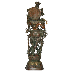 Brass Krishna with Flute-30 " image 1