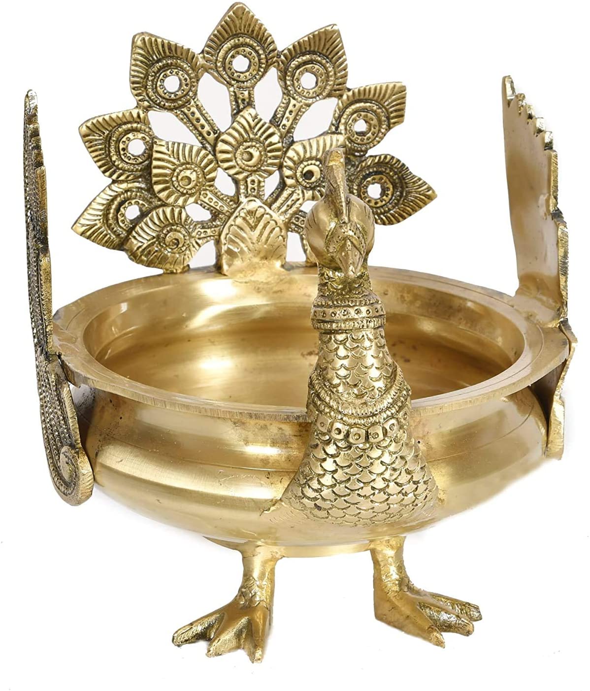 Brass Peacock Carving Design Urli  image 1