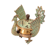 Brass Loban Dhoop Dani with Peacock | Dhunachi Urli | Konark Loban Lamp | image 0