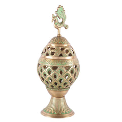 Brass Loban Dhoop Dani with Peacock Incense Dhoop Burner image 0