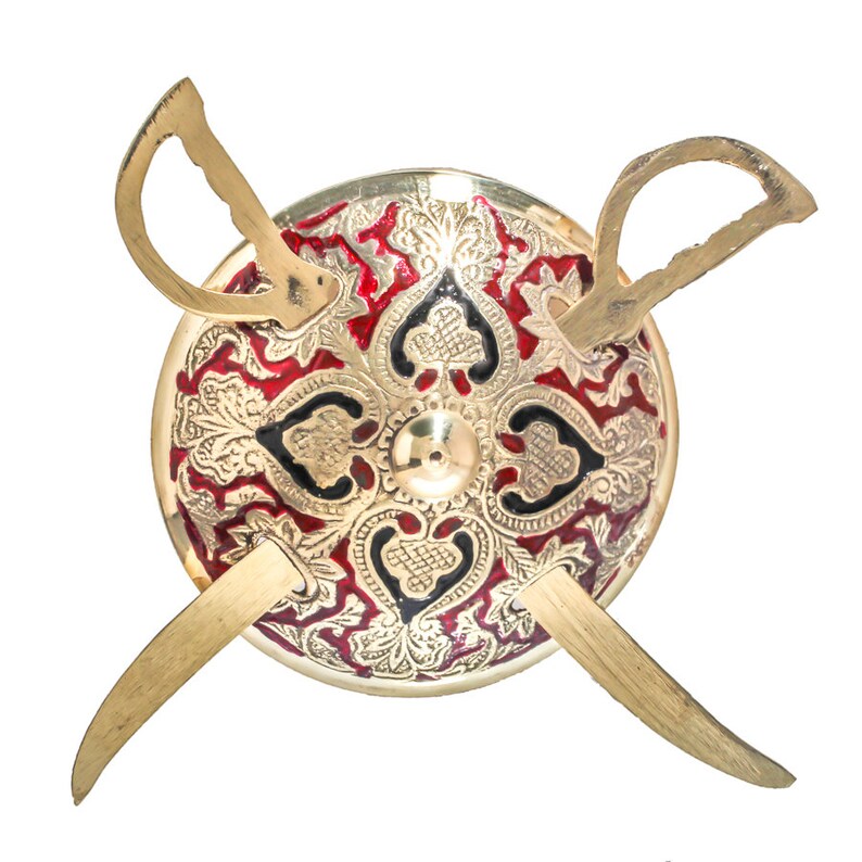 Brass Dhal Talwar/Sword & Shield Wall Mount Hangings (Size-4 Inch) image 0