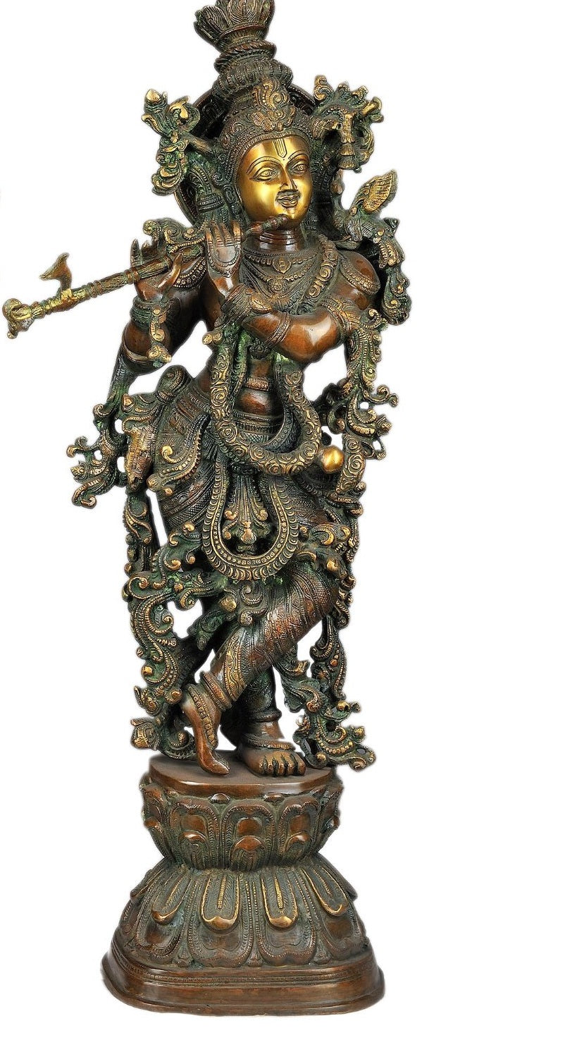 Brass Krishna with Flute-30 " image 0