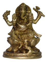 Brass Ganesha on Kamal Base image 1