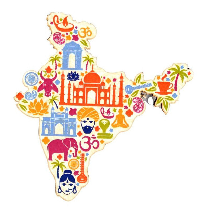 Wooden Fridge Magnet-Map of India image 0