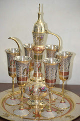Brass Wine Glass Set with Tray and Surhaie image 0